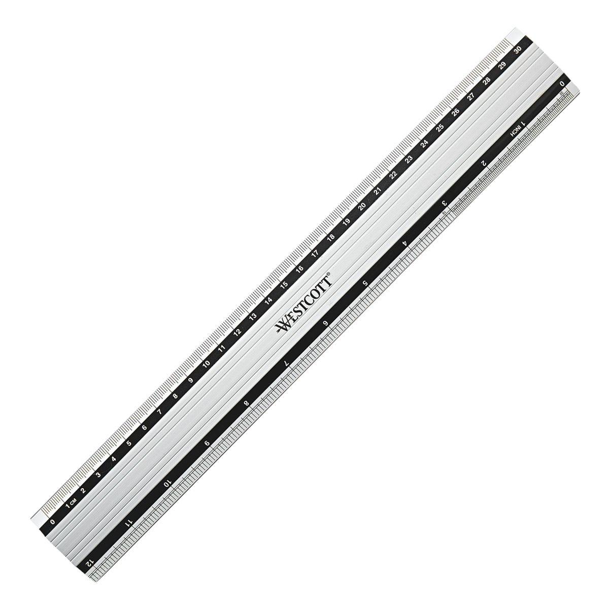 Liniaal Aristo 30cm aluminium met rubber inleg