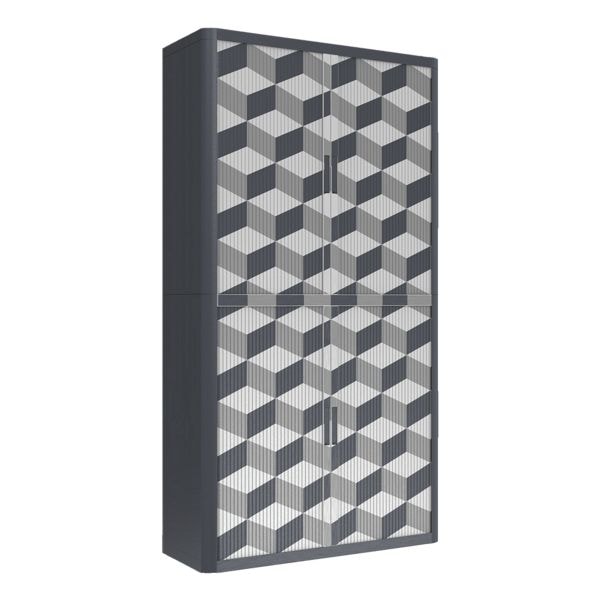 Kast met roldeuren motief kubusmotief