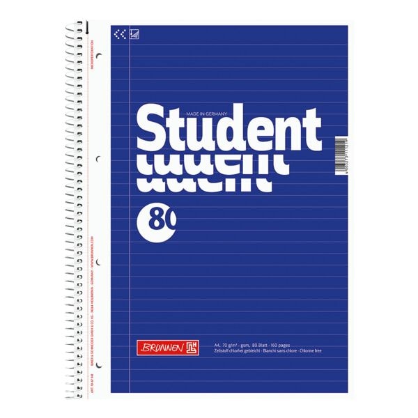 Collegeblok »Student« A4 gelinieerd, houtvrij papier (Aqua pro natura)
