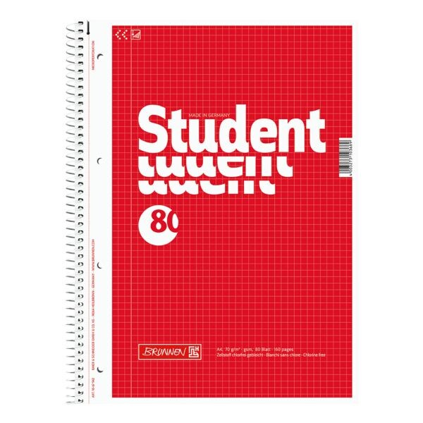 Collegeblok »Student« A4 geruit, houtvrij papier (Aqua pro natura)