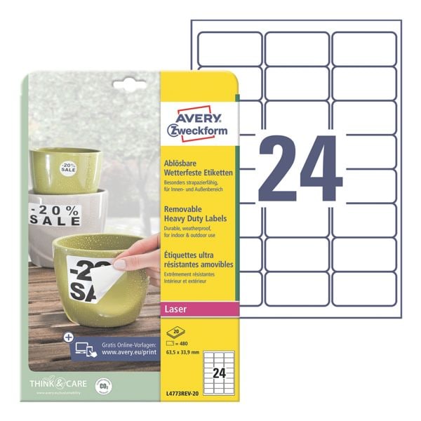 Weerbestendige folie-etiketten 63,5 x 33,9 mm »L4773REV-20«