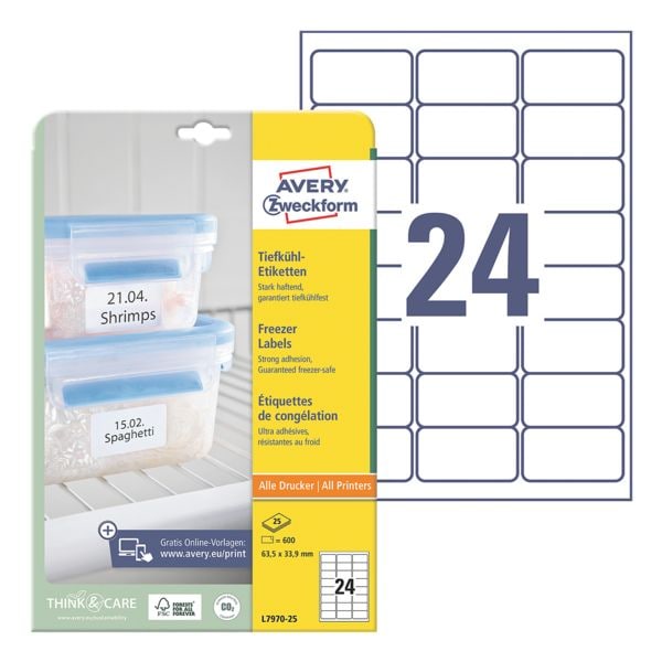 Diepvries-etiketten 63,5 x 33,9 mm 600 stuks »L7970-25«