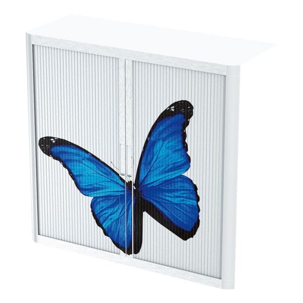 Kast met roldeuren motief zwart blauwe vlinder