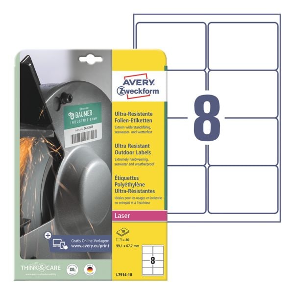 Ultra-Resistente 99,1x67,7 mm Folie-Etiketten L7914-10