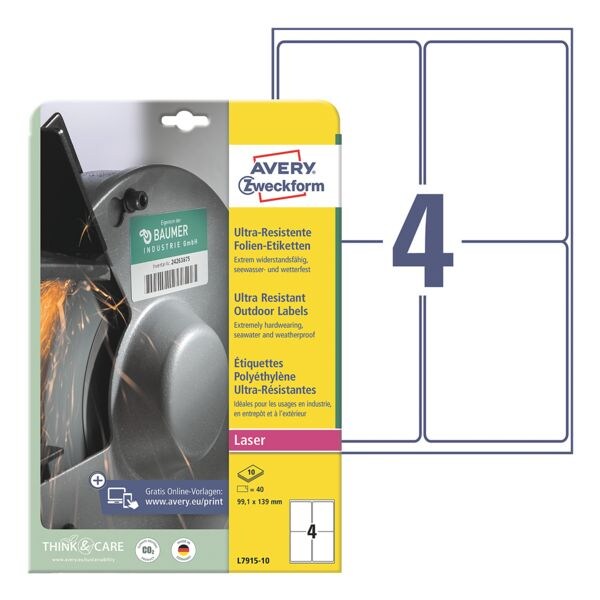 Ultra-Resistente 99,1x139 mm Folie-Etiketten L7915-10