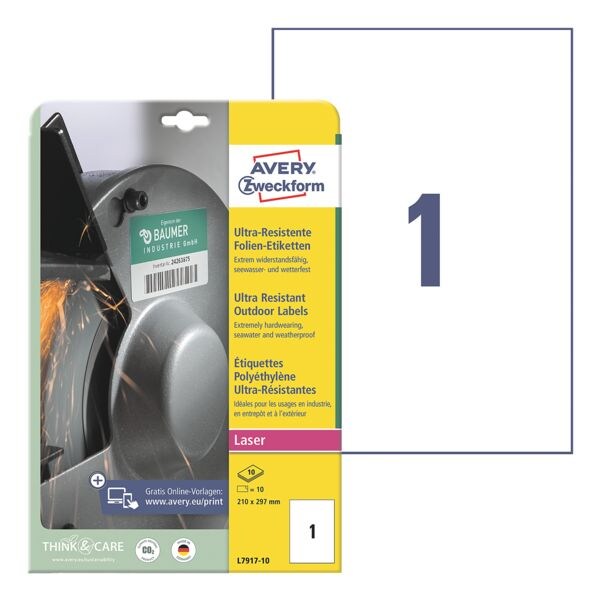 Ultra-Resistente 210x297 mm (A4) Folie-Etiketten L7917-10