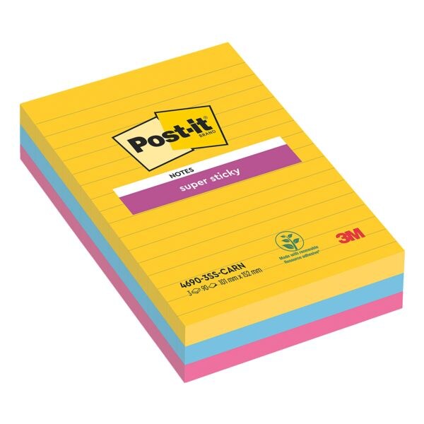 Blok herkleefbare notes »Carnival Collection gelinieerd« 152 x 101 mm, 3 stuks