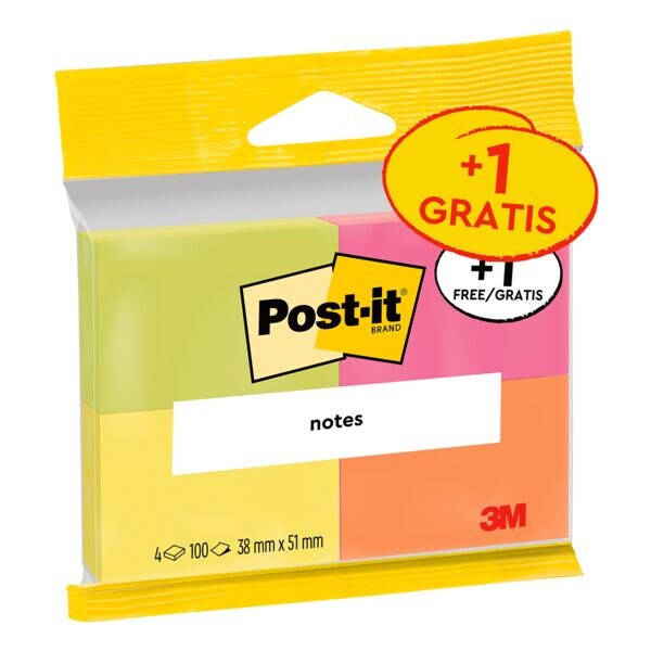 Blok herkleefbare notes »Notes 653« 51 x 38 mm, 3 stuks + 1 gratis