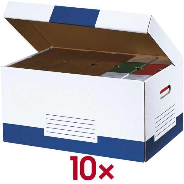 Archiefcontainers met klapdeksel »Color« - 10 stuks