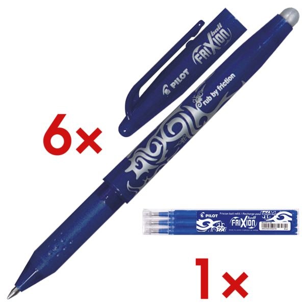 6x rollerbalpen »FriXion Ball 0.7« incl. pak met 3 rollerbalpenvullingen »Frixio