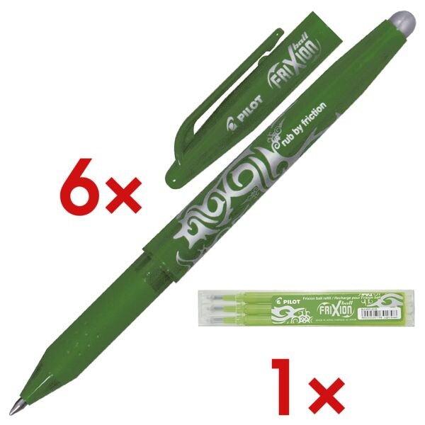 6x rollerbalpen »FriXion Ball 0.7« incl. pak met 3 rollerbalpenvullingen »Frixio