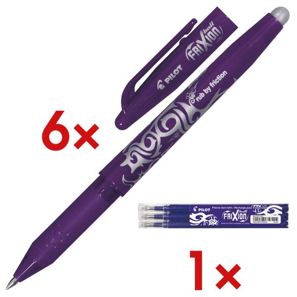 6x rollerbalpen »FriXion Ball 0.7« incl. pak met 3 rollerbalpenvullingen »Frixio