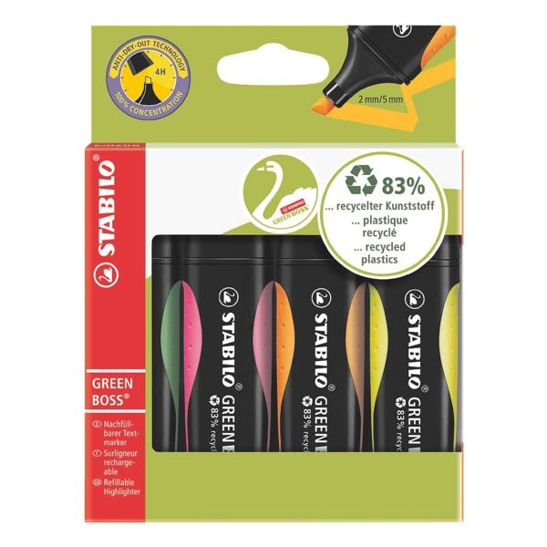 Pak van 4 markeerstiften »Green BOSS&reg;«
