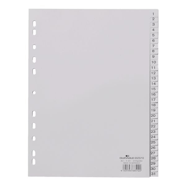 Kunststof tabbladen 1-31 A4