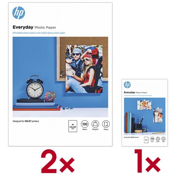 2 pakken fotopapier »HP everyday photo paper« inclusief 1 pak fotopapier »HP eve