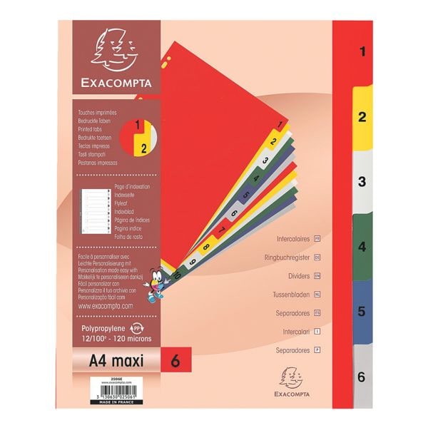 Kunststof tabbladen »2506E« 1 - 6 A4 Maxi