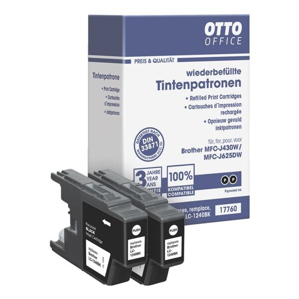 Dubbelpak inktpatronen vervangt Brother »LC1240BK«