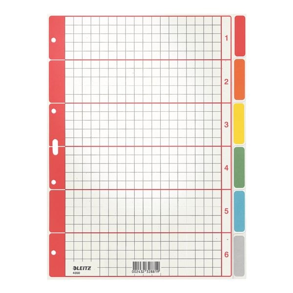 Kartonnen tabblade »4350«n 6-delig blanco A4 raster-dekblad