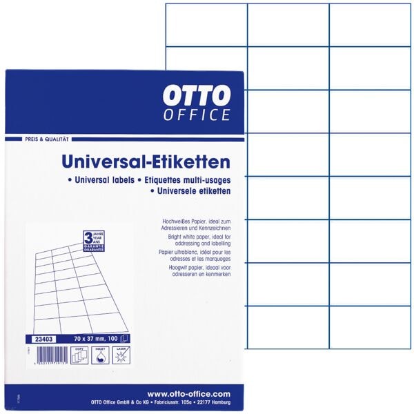 Pak van 2400 universele etiketten - C6 zonder rand
