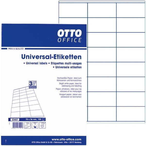 Pak van 2400 universele etiketten - universeel zonder rand