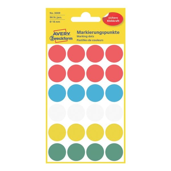 Avery Zweckform markeerpunten - 18 mm Ø - zelfklevend
