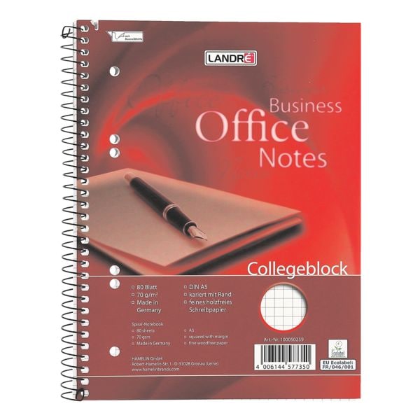 Collegeblok »Work« 100050259 A5 geruit, houtvrij schrijfpapier
