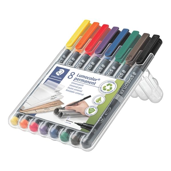 Set van 8 universele stiften »Lumocolor permanent S«