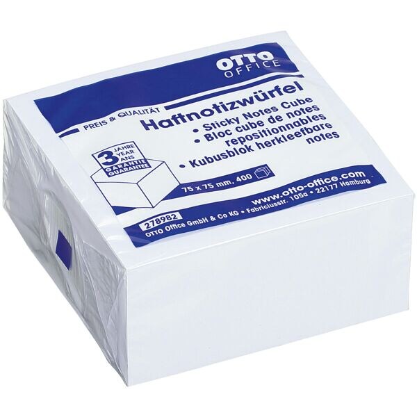 Kubus herkleefbare notes wit 75x75 mm 400 blaadjes