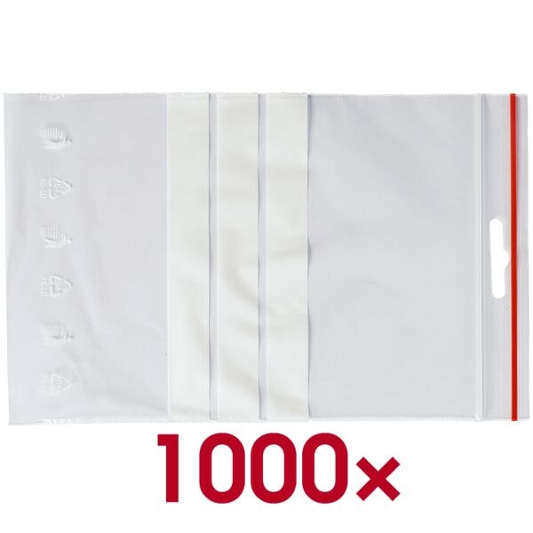 1000 plastic gripzakjes met druksluiting met etiketstrook 120x170 mm 50 mic
