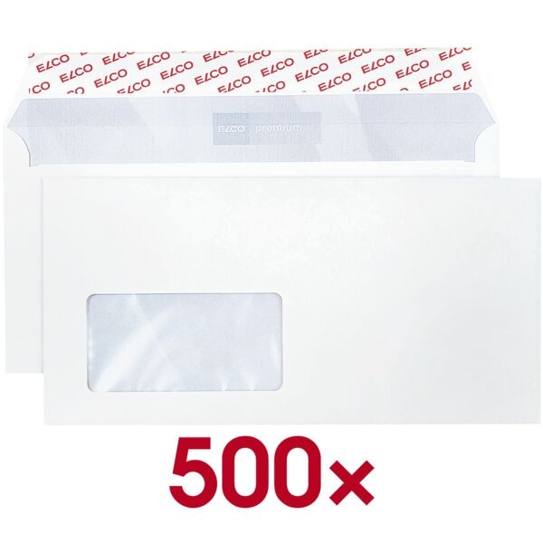 Enveloppen DL+ met venster en zelfklevende flap met beschermstrip - 500 stuks