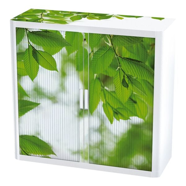 Kast met roldeuren motief groene blaadjes