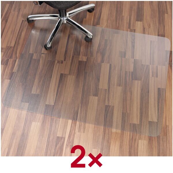 2x vloerbeschermingsmat 120x150 cm, rechthoekig, voor harde vloer