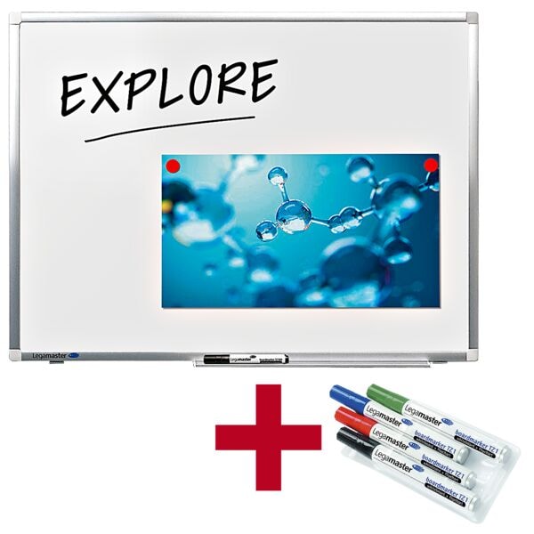 Actie: whiteboard »PREMIUM PLUS« 7-P101035 geëmailleerd, 60 x 45 cm + GRATIS 4 b