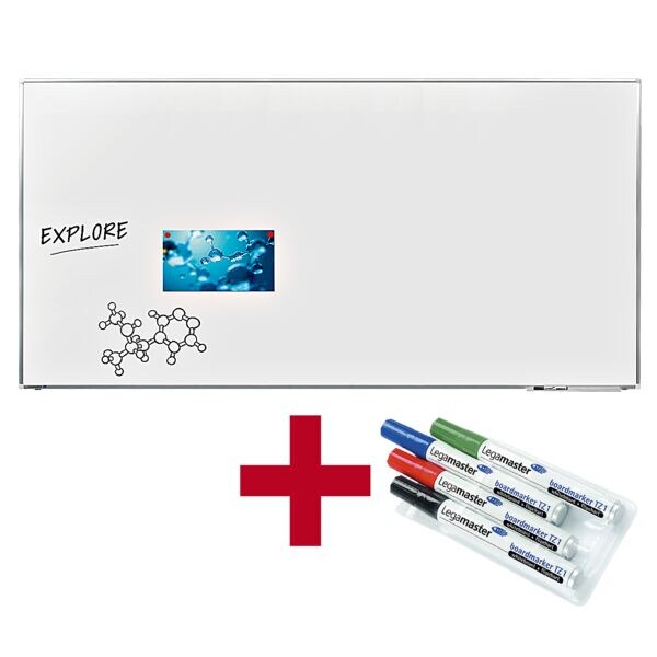 Actie: whiteboard »PREMIUM PLUS« 7-P101064 geëmailleerd, 200 x 100 cm + GRATIS 4
