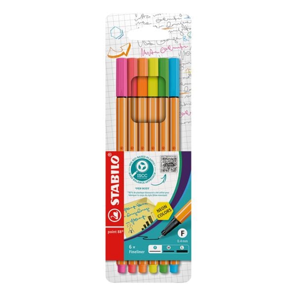 Pak met 6 fineliners »point 88 neon«
