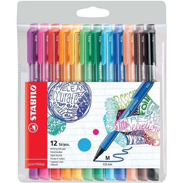 Etui met 12 viltstiften »pointMax«