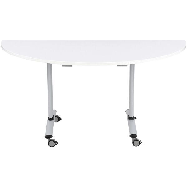 Mobiele klaptafel 160x80 cm halve cirkel T-poot wit