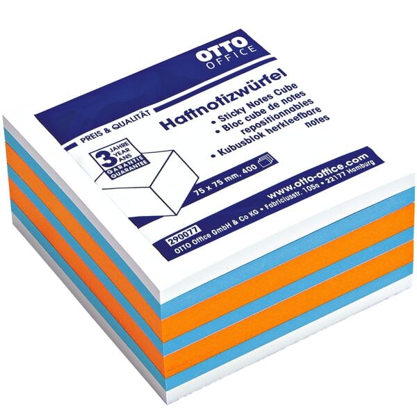 Kubus herkleefbare notes 75 x 75 mm »Brilliant-Mix« 3-kleurig