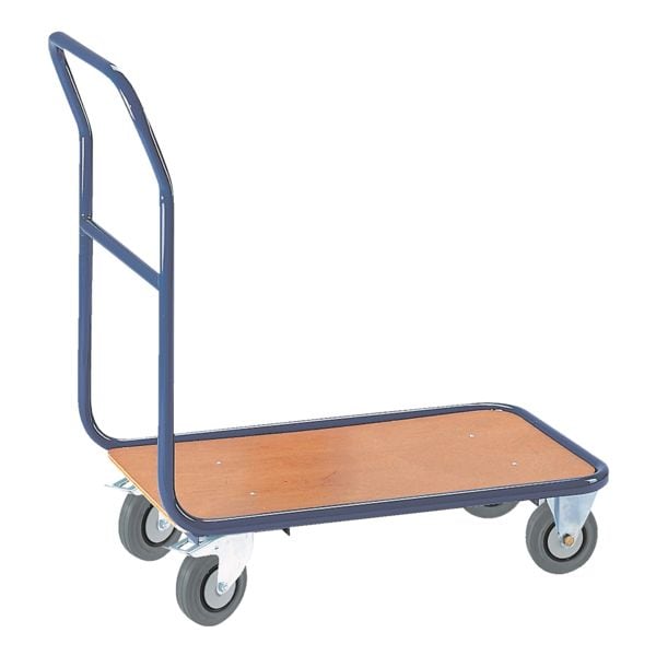 Magazijnwagen met kruisv. buis 100x70 cm houten laadvlak