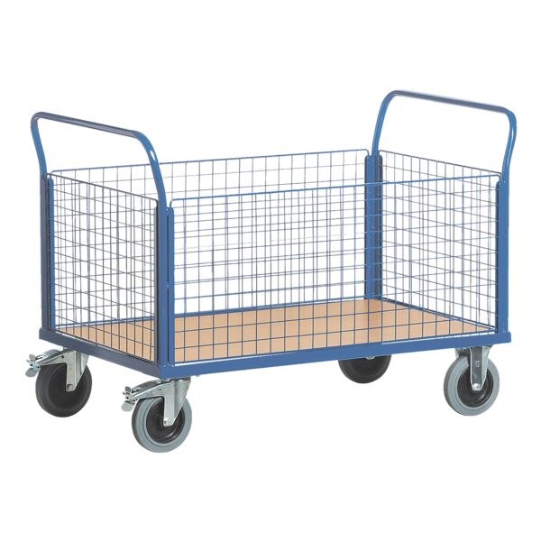 Rooster plateauwagen met 4 wanden 120x77 cm houten laadvlak