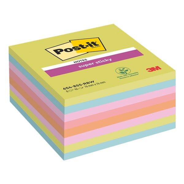 Blok herkleefbare notes »Super Sticky Notes« 76 x 76 mm, 8 stuks