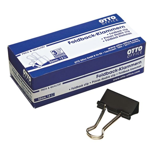 Foldback papierklemmen 32 mm, zwart