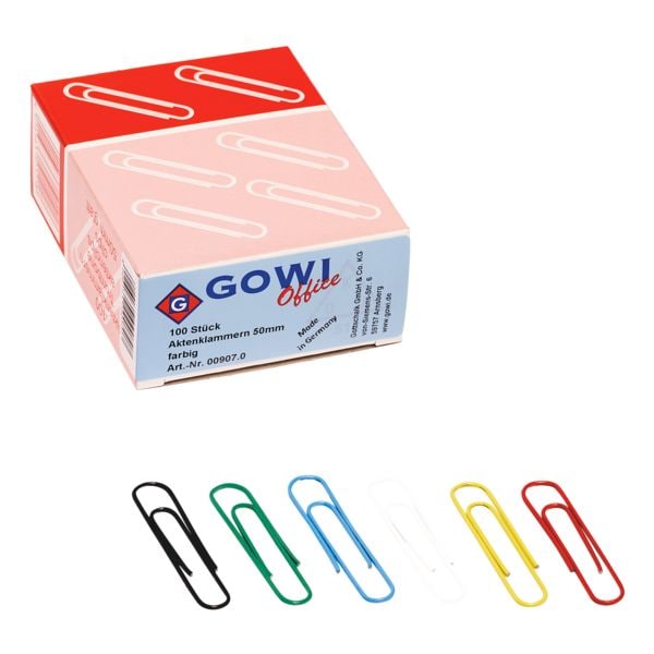 Grote paperclips 50mm, meer kleuren, 100 stuks