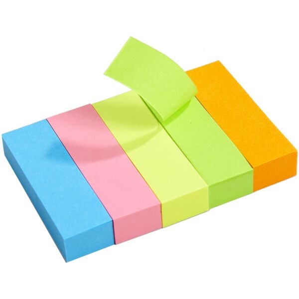 Papieren pagemarkers (50 x 15 mm) in een set met 5 kleuren