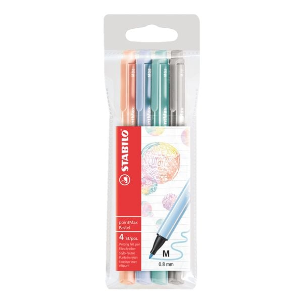 Etui met 4 viltstiften »pointMax Pastell«