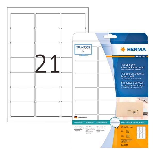 Transparante adresetiketten »Special« 525 stuks