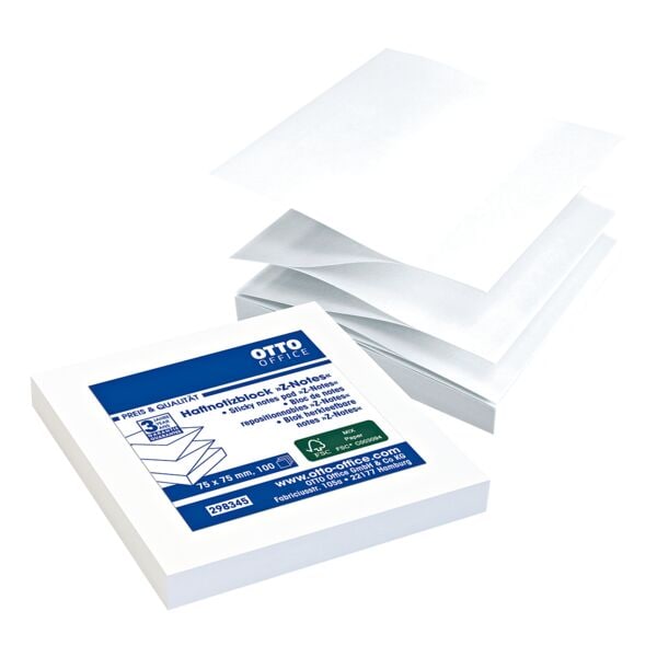 Blok herkleefbare notes »Z-Notes« met Z-vouw, 75 x 75 mm