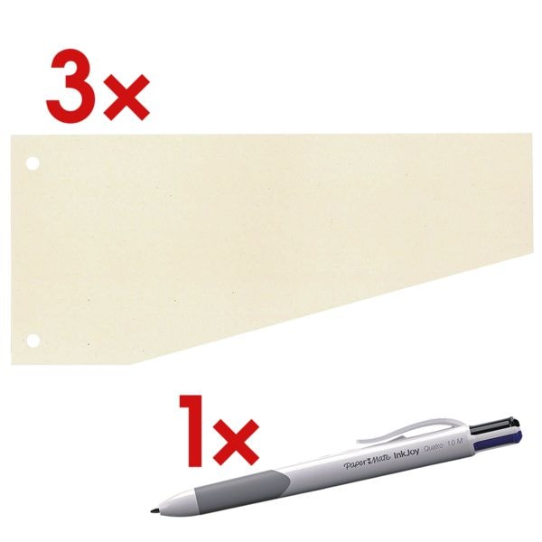 3x trapezium scheidingsstroken incl. 4-kleuren balpen »Inkjoy Quatro«
