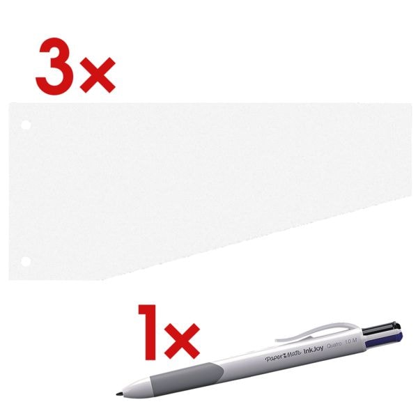 3x trapezium scheidingsstroken incl. 4-kleuren balpen »Inkjoy Quatro«
