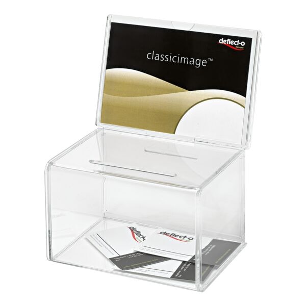 Inzamelbox met infobord »deflecto&reg;« A6 liggend